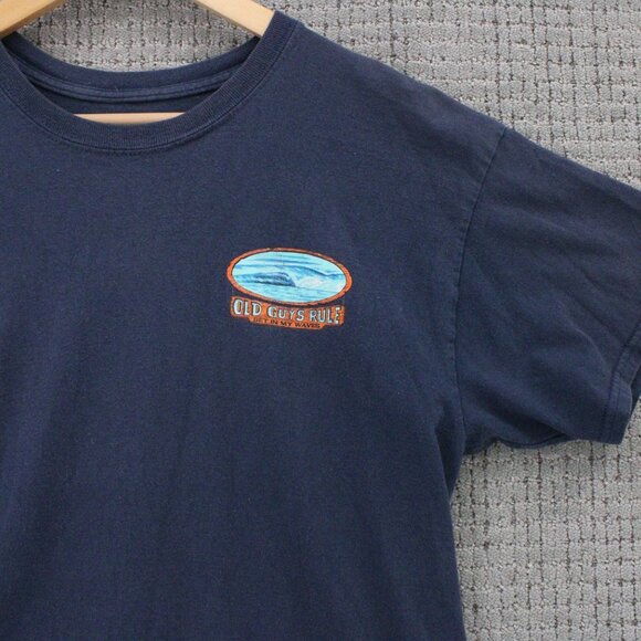 Old Guys Rule Shirt Mens Large Navy Blue Short Sleeve Beach Surfing Graphic Logo - Picture 3 of 8